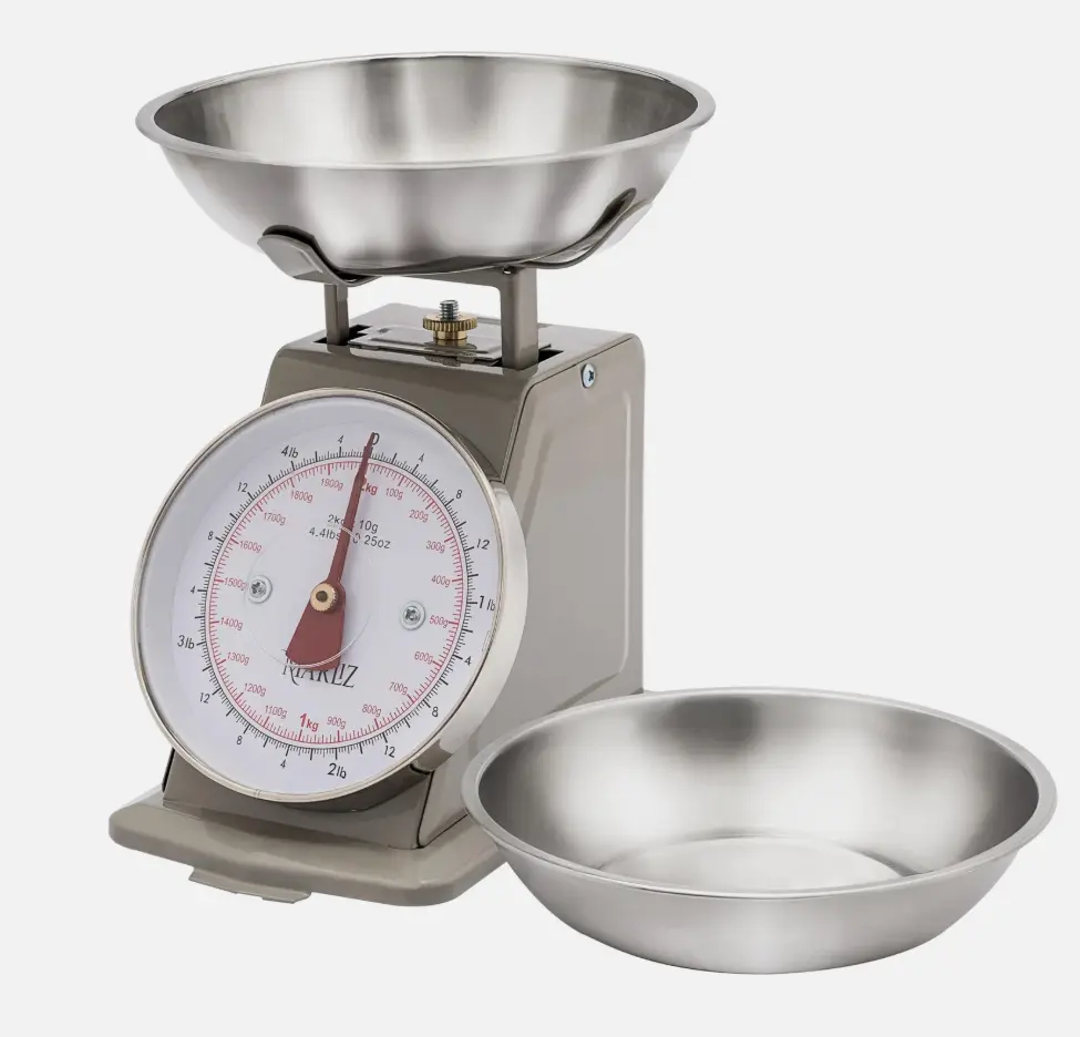 小型復古廚房秤 4.4Lb/2Kg 帶雙碗 機械刻度秤